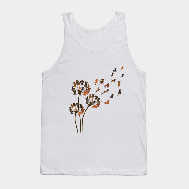 Dandelion Dachshund Flower Cute Dog Tank Top by Hsieh Claretta Art